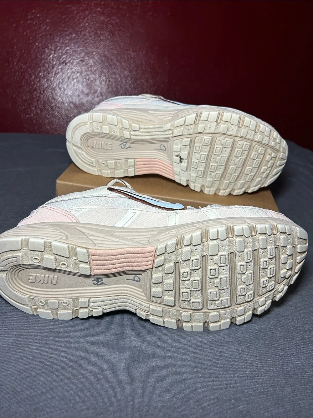 Nike Girls Cream & Light Pink P-6000 Sneakers
